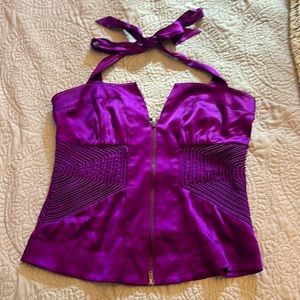 Bebe purple silk halter top